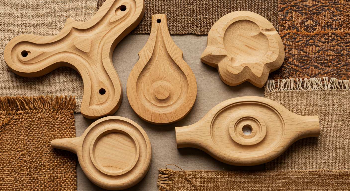 Декоративные элементы из дерева комбинированные с тканью