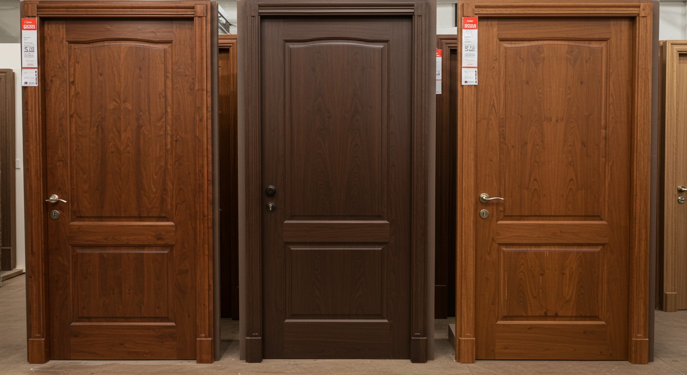 Витрина с дверцами из массива дерева