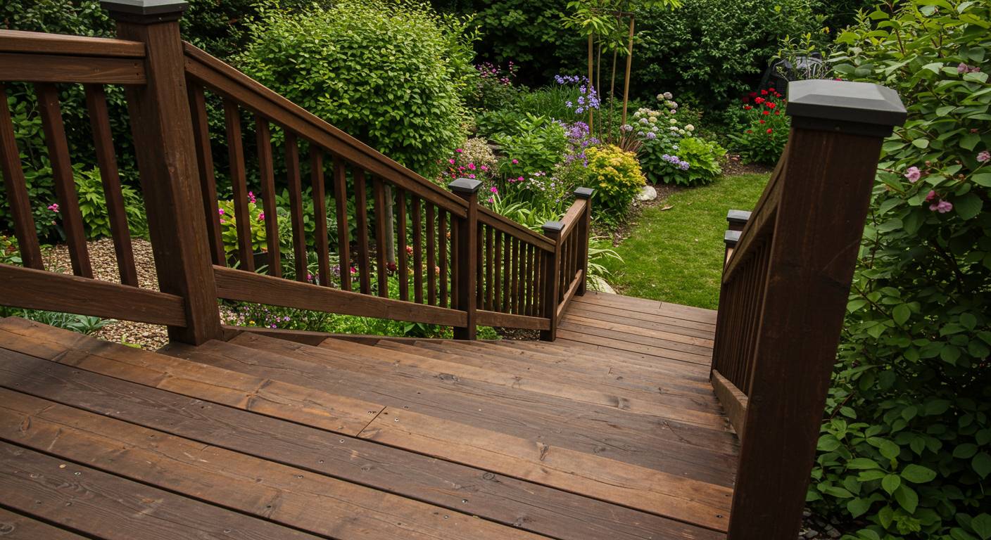 Лестница с усиленными деревянными перилами и балясинами